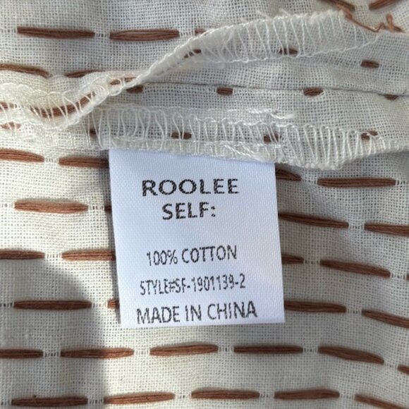 Roolee Embroidered Dress Button Down Collared Long Sleeve Belted Midi Size XL - Picture 7 of 9